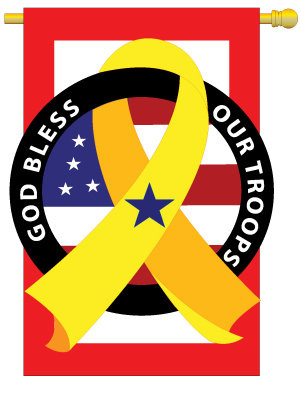 God Bless Our Troops Large Flag