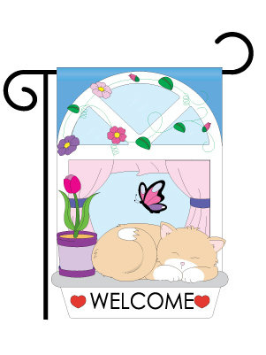 Welcome Kitty Garden Flag