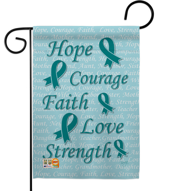 Hope, Faith, Courage (Teal) Garden Flag